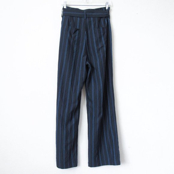 VINCE Navy Striped Straight Leg Trousers High Waist Pants ~Orig. retail $395 - Picture 5 of 12